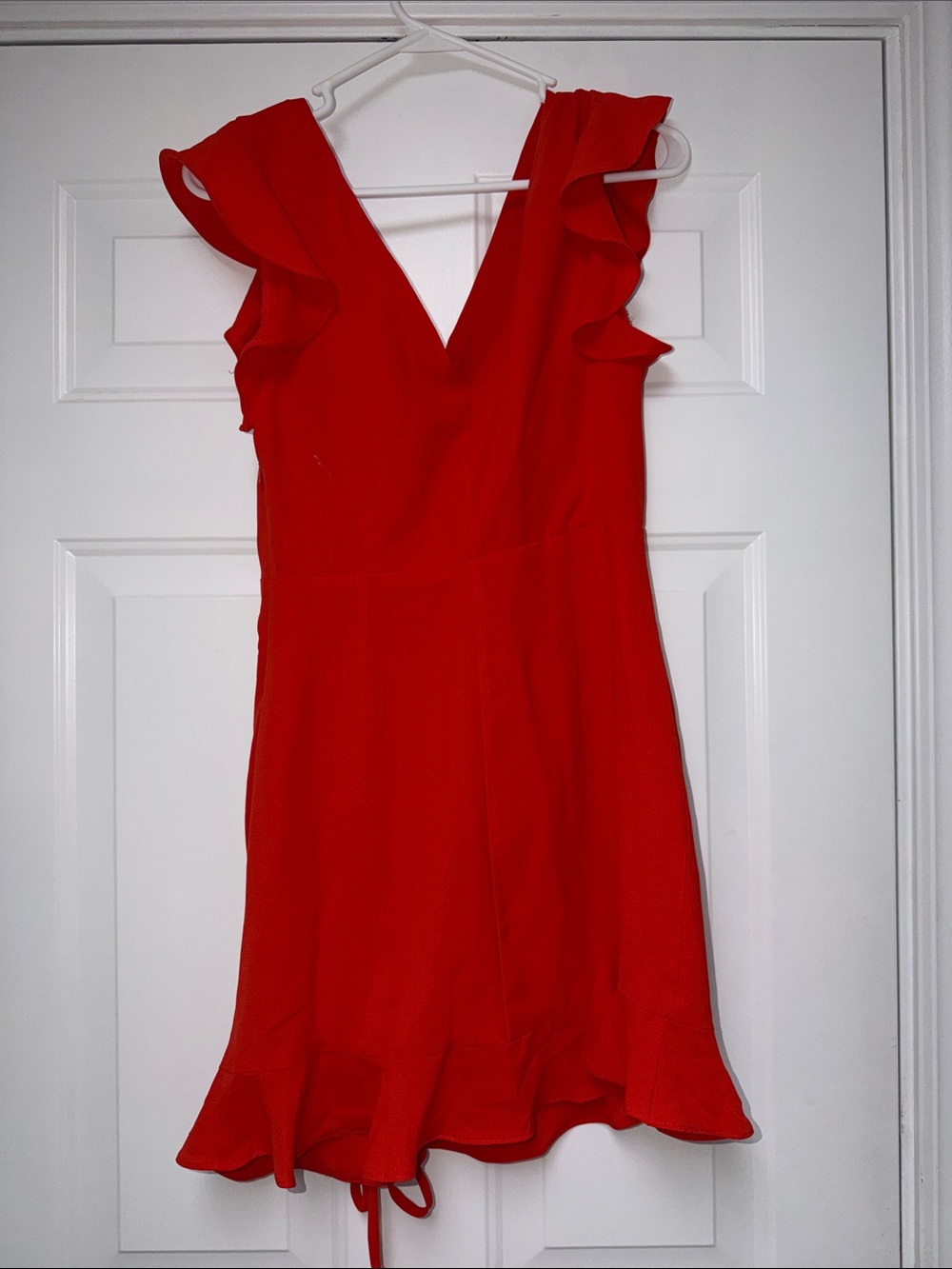 Pink Lily Red Orange Ruffle-Trim Mini Dress - Picture 2 of 6
